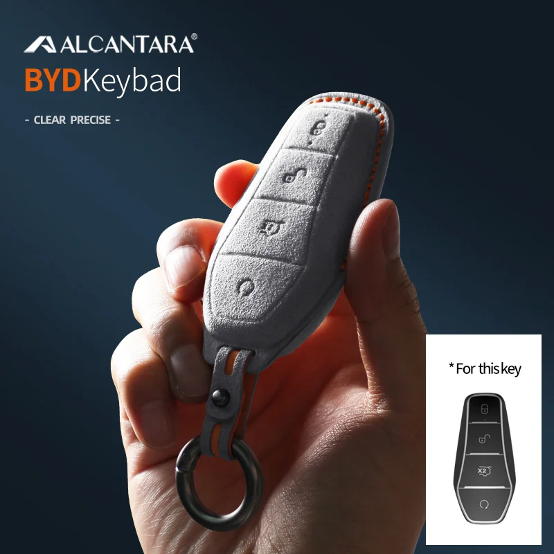 

For BYD EA1 Han EV Qin Song Plus Dmi Yuan Plus Tang Atto 3 EV Alcantara Leather Key Cover Keychain Key Case for Car Accessories