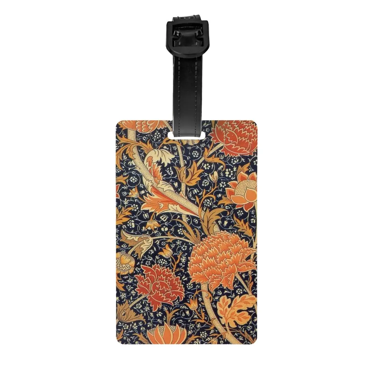 

William Morris Orange Cray Floral Art Luggage Tag for Suitcases Funny Textile Pattern Baggage Tags Privacy Cover Name ID Card