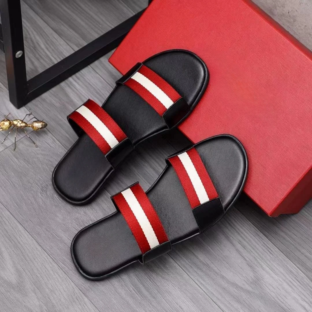 

Summer B Style Slippers Striped Design Causal Comfortable Non-slip Men Slipper Luxury Beach Sandals Anti-Slip Zapatos Hombre