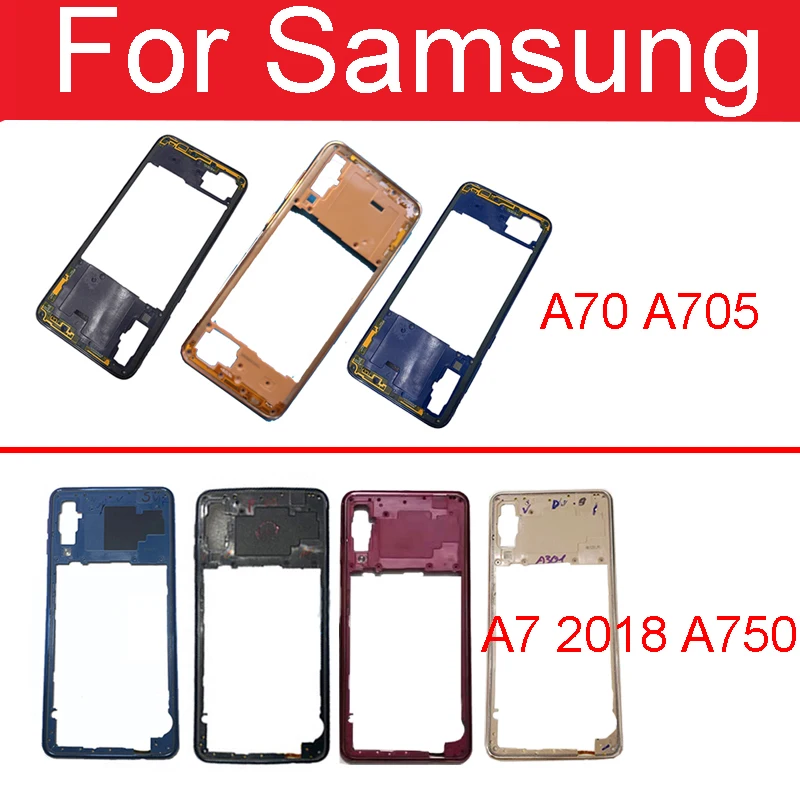 

Middle Frame Bezel Middle Plate Cover For Samsung Galaxy A70 A705 / A7 2018 A750 Mid Housing Case Replacement Parts