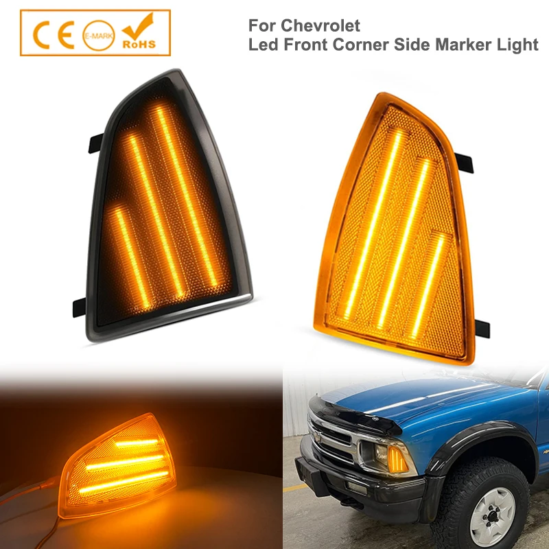 

For Chevy Blazer/S10 Pickup LED Side Marker Light Assembly Unit 1994-1997 Driver and Passenger Side | Pair | GM2550140+GM2551140