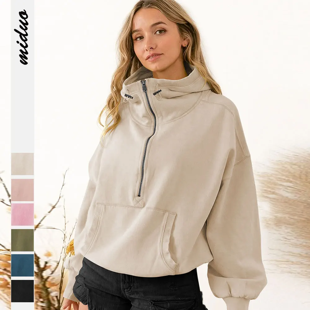 Spring and Autumn Fashion New Women's Long-Sleeved Sweater Solid Color Trend Sports and Leisure Zipper Drawstring Hoodie Jacket
Spring and Autumn Fashion New Women's Long-Sleeved Sweater Solid Color Trend Sports and Leisure Zipper Drawstring Hoodie Jacket