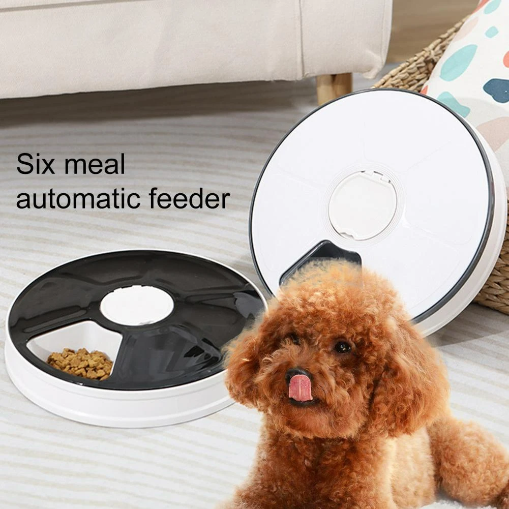 

Automatic Pet Feeder Dog Cat Timed Ration 24 Hour 6 Grids Electric Dry Wet Food Smart Dispenser with Voice Recorder Round Timing