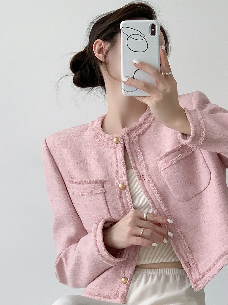 Classic Elegant Rubber Powder Small Fragrant Short Coat for Women's Autumn New Silhouette Thick Tweed Foreign Style Short Top
Classic Elegant Rubber Powder Small Fragrant Short Coat for Women's Autumn New Silhouette Thick Tweed Foreign Style Short Top