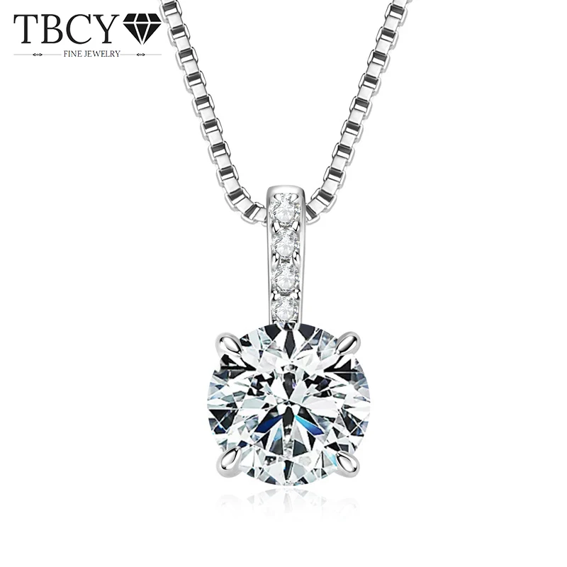 

TBCYD 6.5MM 1CT Round Cut Moissanite Pendant Necklaces For Women GRA Certified S925 Silver Neck Chain Original Classic Jewelry