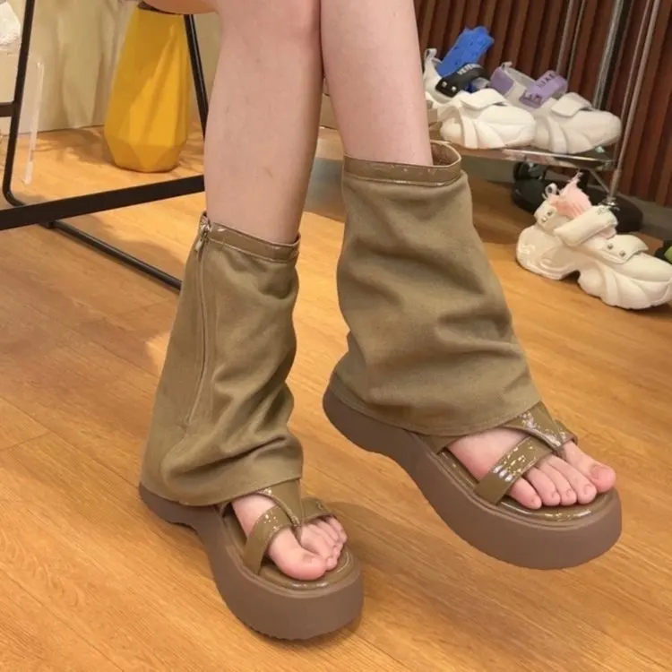 New Internet Celebrity Spice Girl Cigarette Tube Long Boots Hollow Slim Knight Sandals Zipper Platform Flip Toe Women's Sandals
New Internet Celebrity Spice Girl Cigarette Tube Long Boots Hollow Slim Knight Sandals Zipper Platform Flip Toe Women's Sandals