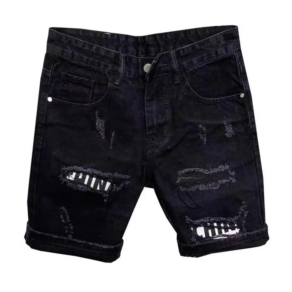 

Шорты мужские джинсовые с карманами, стильные рваные брюки до колена, в стиле пэчворк, модная уличная одежда