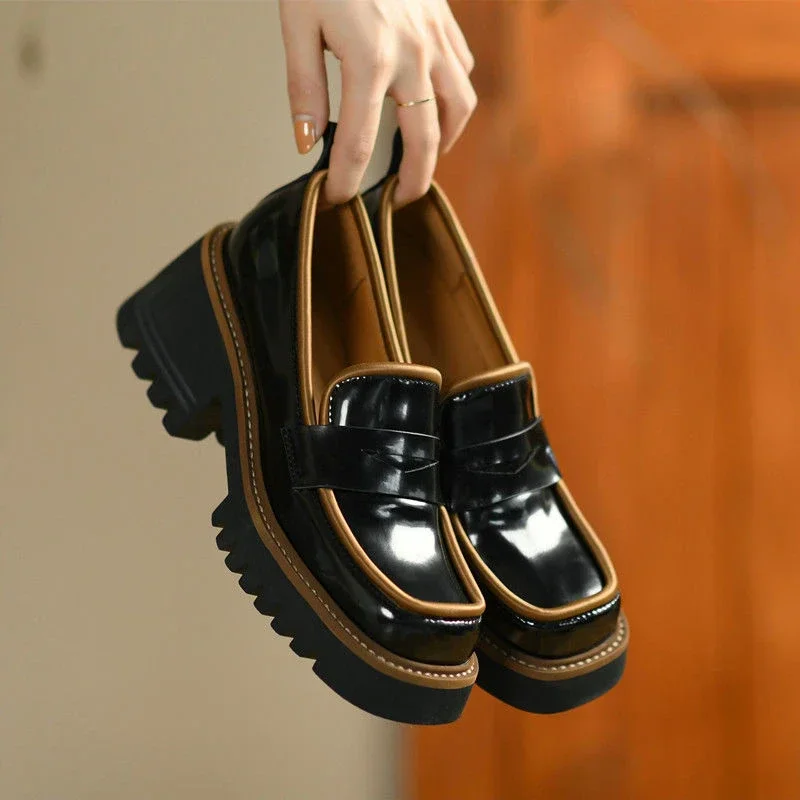 Thick Sole Single Shoes Women Spring Retro Square Toe Shoes Women Fashion Loafer Women Slip-on British Shoes Female
Thick Sole Single Shoes Women Spring Retro Square Toe Shoes Women Fashion Loafer Women Slip-on British Shoes Female