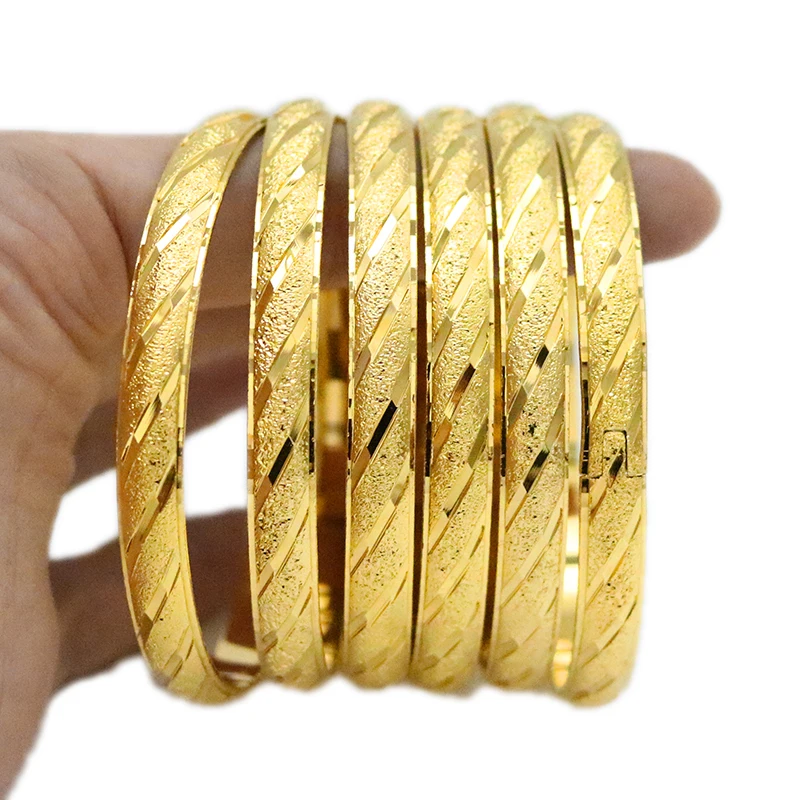 

Dubai Twill Frosted Gold Plated Bracelet 24K Ethiopian Luxury Bracelet Indian Arab Bride Jewelry Party Gift