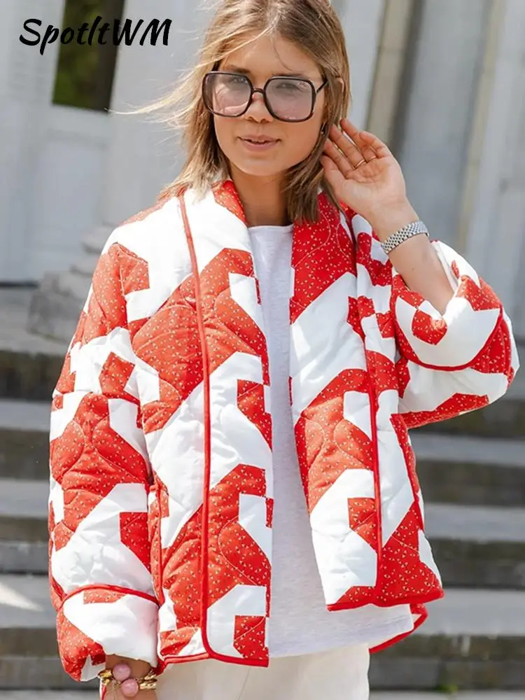 Geometric Printed Cardigan Cotton Jacket 2023 Autumn Fashion Long Sleeve V Neck Warm Coat Woman Elegant Pocket Wadded Jackets
Geometric Printed Cardigan Cotton Jacket 2023 Autumn Fashion Long Sleeve V Neck Warm Coat Woman Elegant Pocket Wadded Jackets