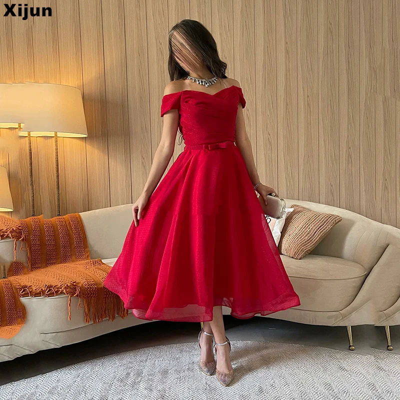 Xijun Red A-Line Prom Dresses Elegant Off the Shoulder Chiffon Tea Length Evening Dress Formal Occasion Gowns Vestidos De Novia
Xijun Red A-Line Prom Dresses Elegant Off the Shoulder Chiffon Tea Length Evening Dress Formal Occasion Gowns Vestidos De Novia