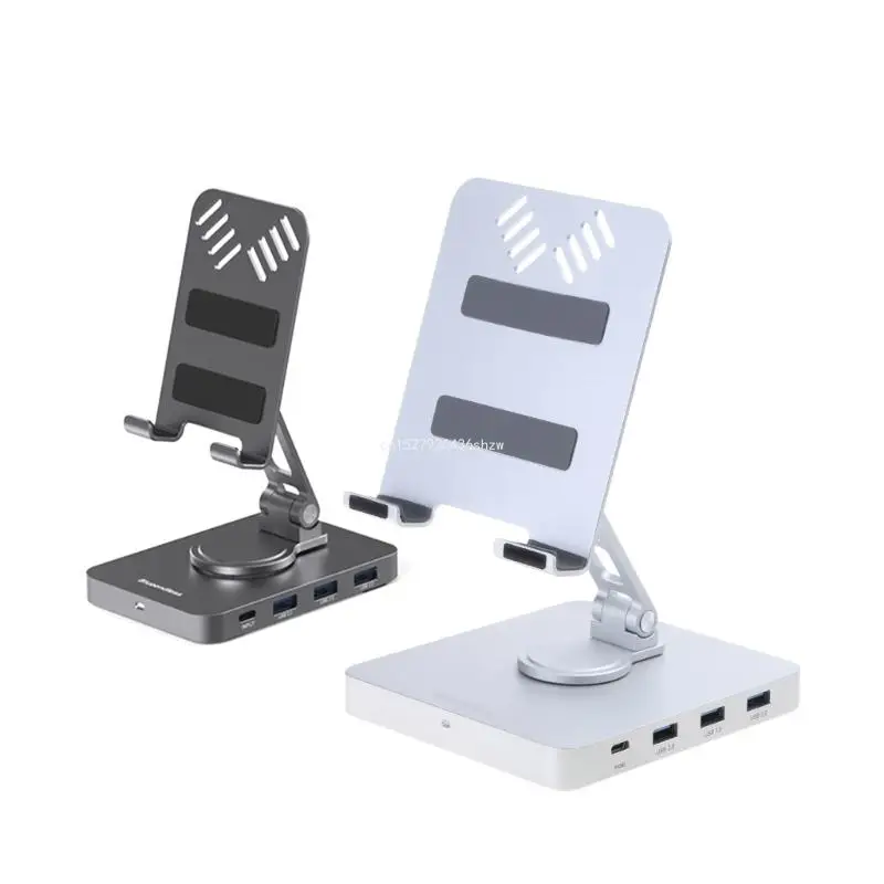 

Foldable Laptop Bracket Tablet Holder Stand Aluminum-Alloy Multifunctional 360°Rotation Docking Station Dropship