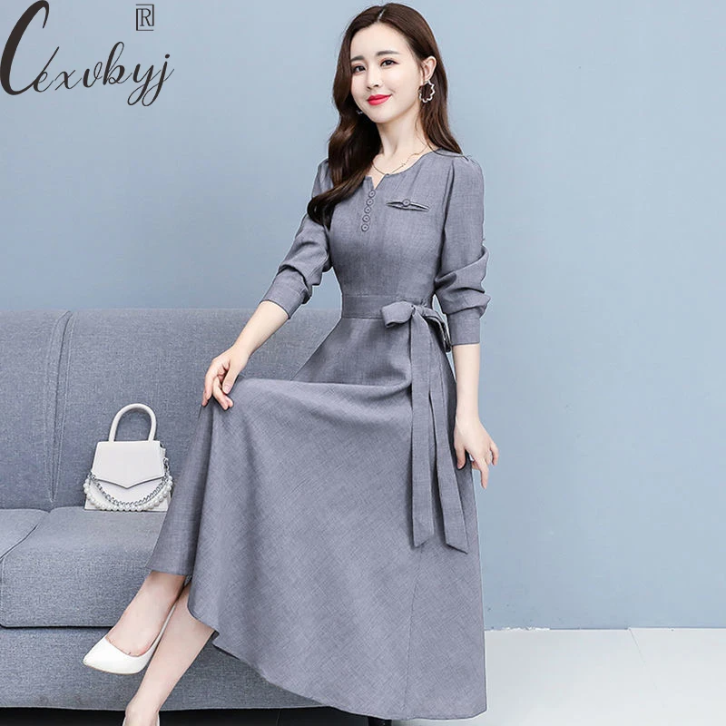 Office Lady Casual Long Dress Elastic Cotton Linen Korean Dress Plus Size High Waist Long Sleeve Dress Women V-Neck Vestidos
Office Lady Casual Long Dress Elastic Cotton Linen Korean Dress Plus Size High Waist Long Sleeve Dress Women V-Neck Vestidos