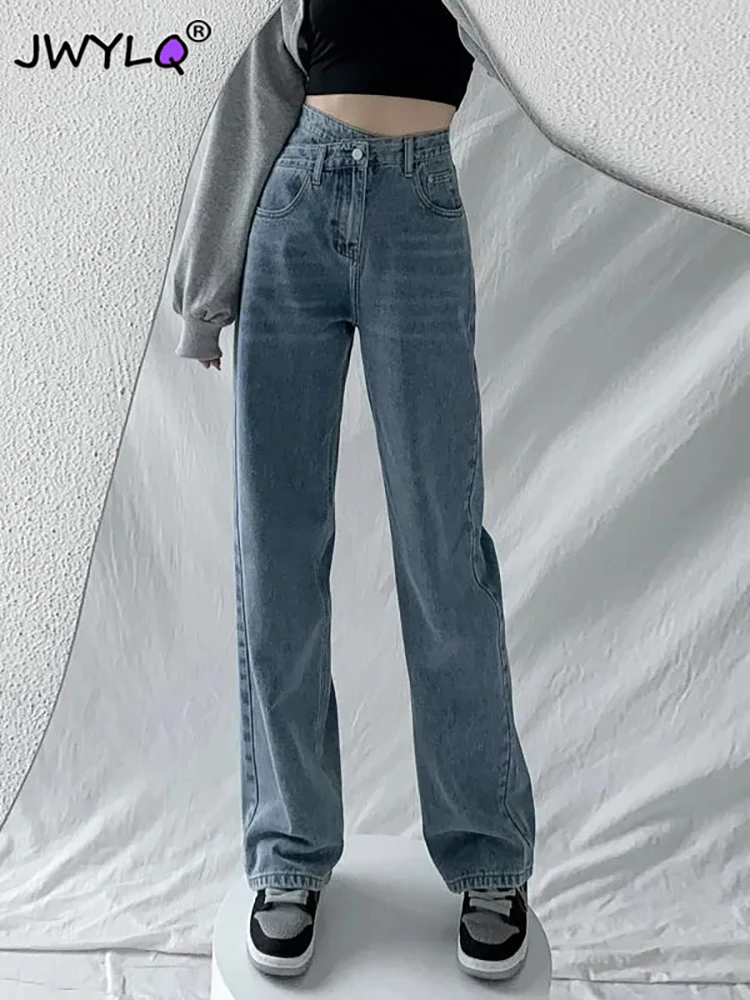 Chic Irregular Straight High Waist Straight Pants Woman Spring Autumn Streetwear Baggy Jeans 2023 Vintage Black Denim Trousers
Chic Irregular Straight High Waist Straight Pants Woman Spring Autumn Streetwear Baggy Jeans 2023 Vintage Black Denim Trousers