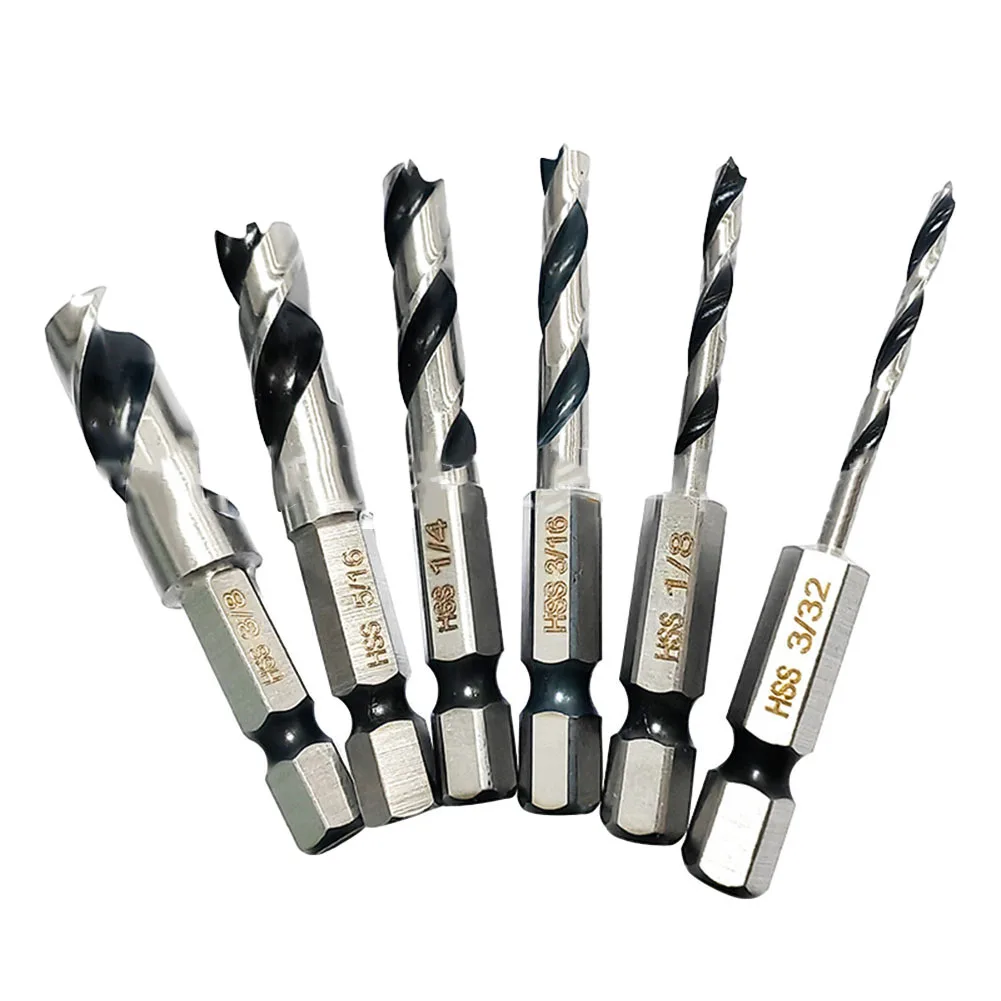1/4inch Hex Handle Drill Bit Set 6pcs HSS Imperial Magnetic Three-pointed Tool Two-edged Two-groove Woodworking
1/4inch Hex Handle Drill Bit Set 6pcs HSS Imperial Magnetic Three-pointed Tool Two-edged Two-groove Woodworking