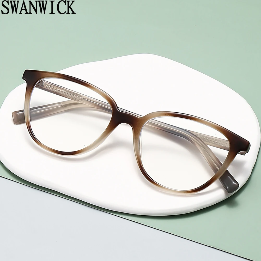 

Очки Swanwick кошачий глаз для женщин, оправа для мужских очков в стиле ретро с защитой от синего света, TR90, коричневые, черные, высокого качества, для дам
