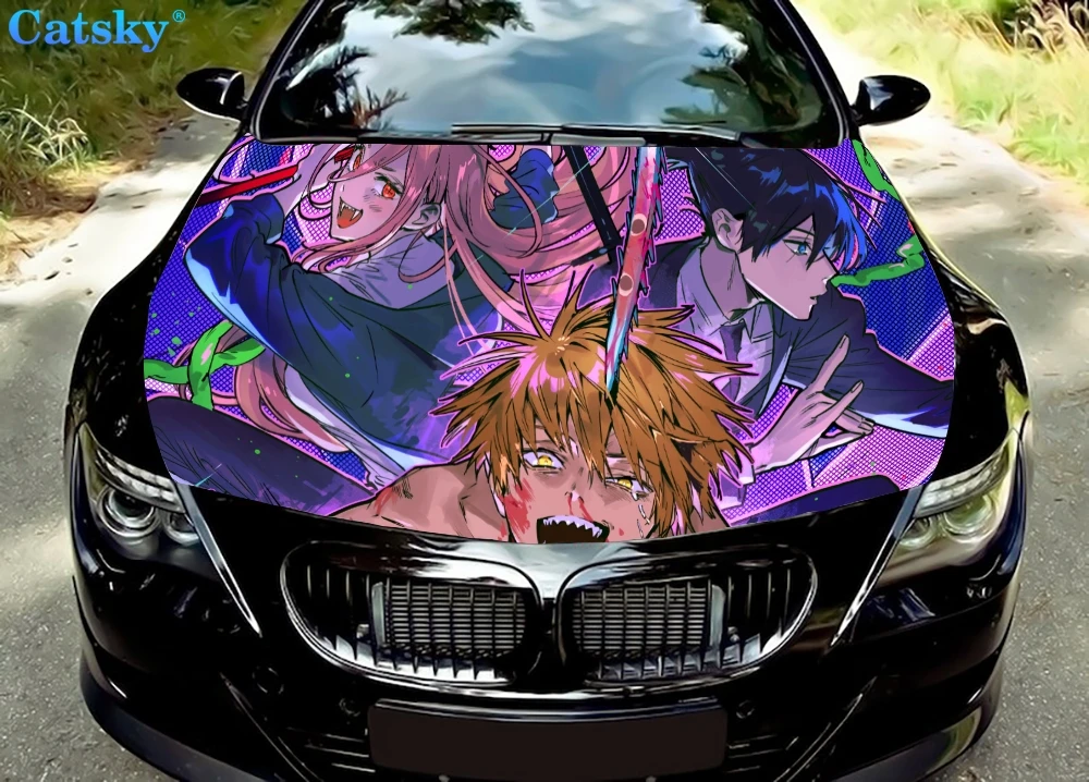 

Japanese Chainsaw Man Car Hood Wrap Vinyl Sticker,Full Color Graphic Bonnet Decal, Custom Car Accessories Side Decal Fit Any Car