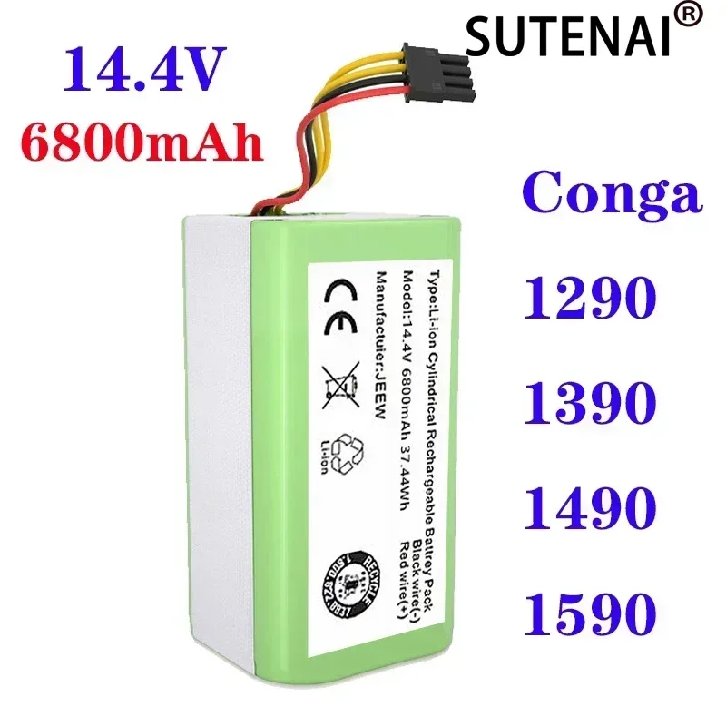 

2022 new 14.4v 6800mAh Li-Ion Battery for Cecotec Conga 1290 1390 1490 1590 Vacuum Cleaner Genio deluxe 370 gutrend echo 520