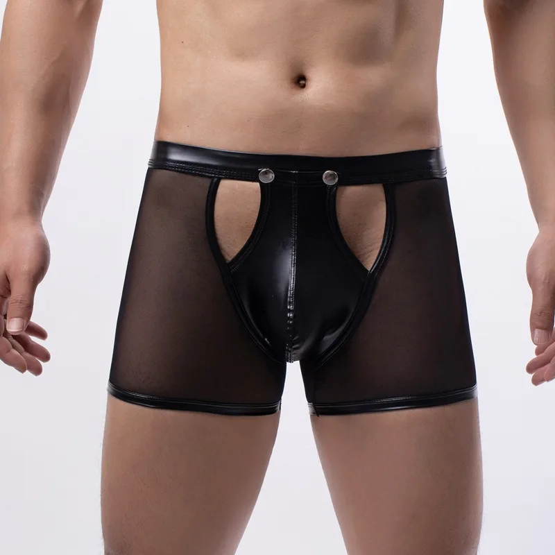 Men Underwear Transparent Mesh Boxers Shorts Home wear Panties Man Faux Leather Detachable Buckle Pouch Underpants sexy Lingerie
Men Underwear Transparent Mesh Boxers Shorts Home wear Panties Man Faux Leather Detachable Buckle Pouch Underpants sexy Lingerie