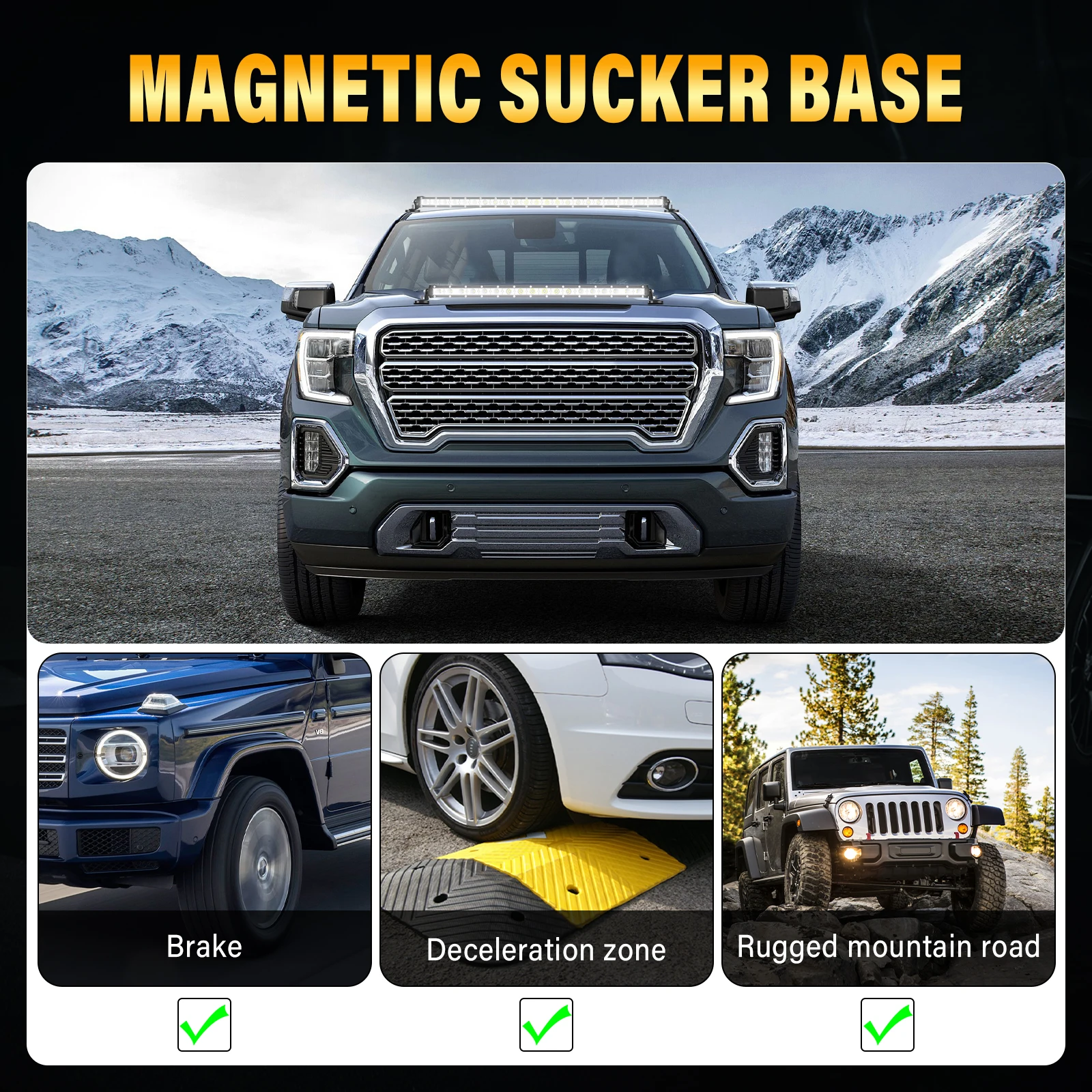 3D 15'' 20'' 24'' 108/144/180W LED Light Bar with Magnet Brackets Driving Spot Beam Work Light Bar 12v 24v Truck SUV ATV 4WD 4x4 3D 15'' 20'' 24'' 108/144/180W LED Light Bar with Magnet Brackets Driving Spot Beam Work Light Bar 12v 24v Truck SUV ATV 4WD 4x4