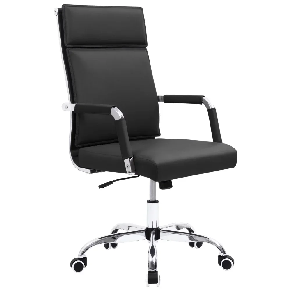 

Офисное кресло со средней спинкой, регулируемое вращающееся офисное кресло руководителя из искусственной кожи, с подлокотниками, черного цвета