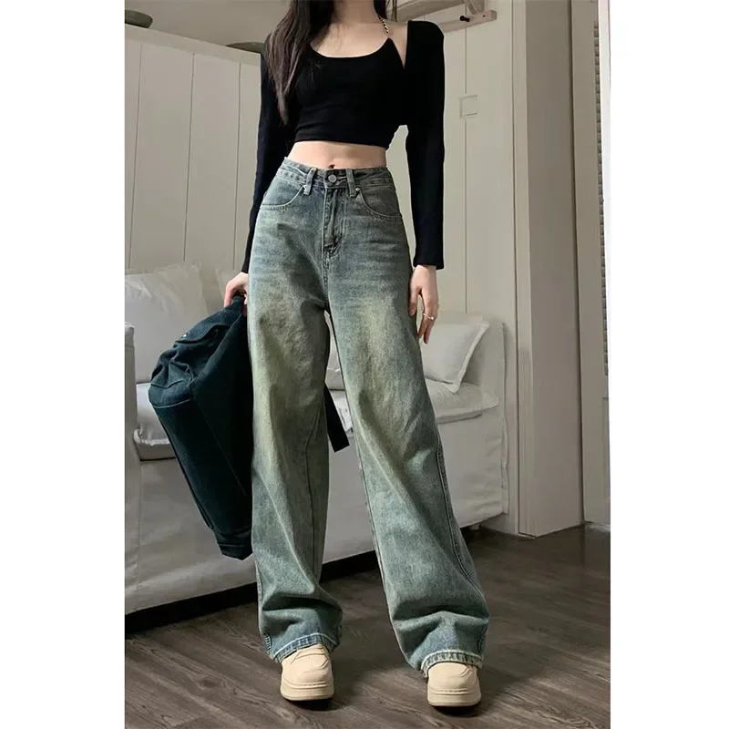 Vintage 90S Baggy Straight Denim Trousers Female Y2K High Waist Loose Wide Leg Jeans Women Streetwear All-Match Casual Pants New
Vintage 90S Baggy Straight Denim Trousers Female Y2K High Waist Loose Wide Leg Jeans Women Streetwear All-Match Casual Pants New