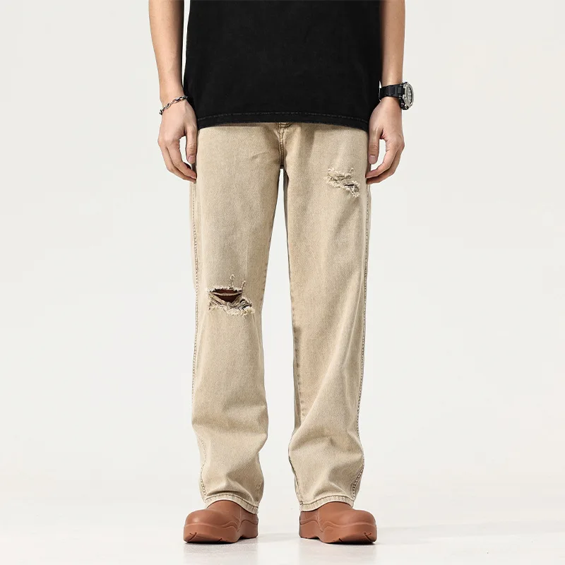 Washed Jeans Men's Summer Hole Loose Straight Bottoms Ripped Denim Pants Casual Fashion Trousers Cowboy Pants Mens Clothing
Washed Jeans Men's Summer Hole Loose Straight Bottoms Ripped Denim Pants Casual Fashion Trousers Cowboy Pants Mens Clothing