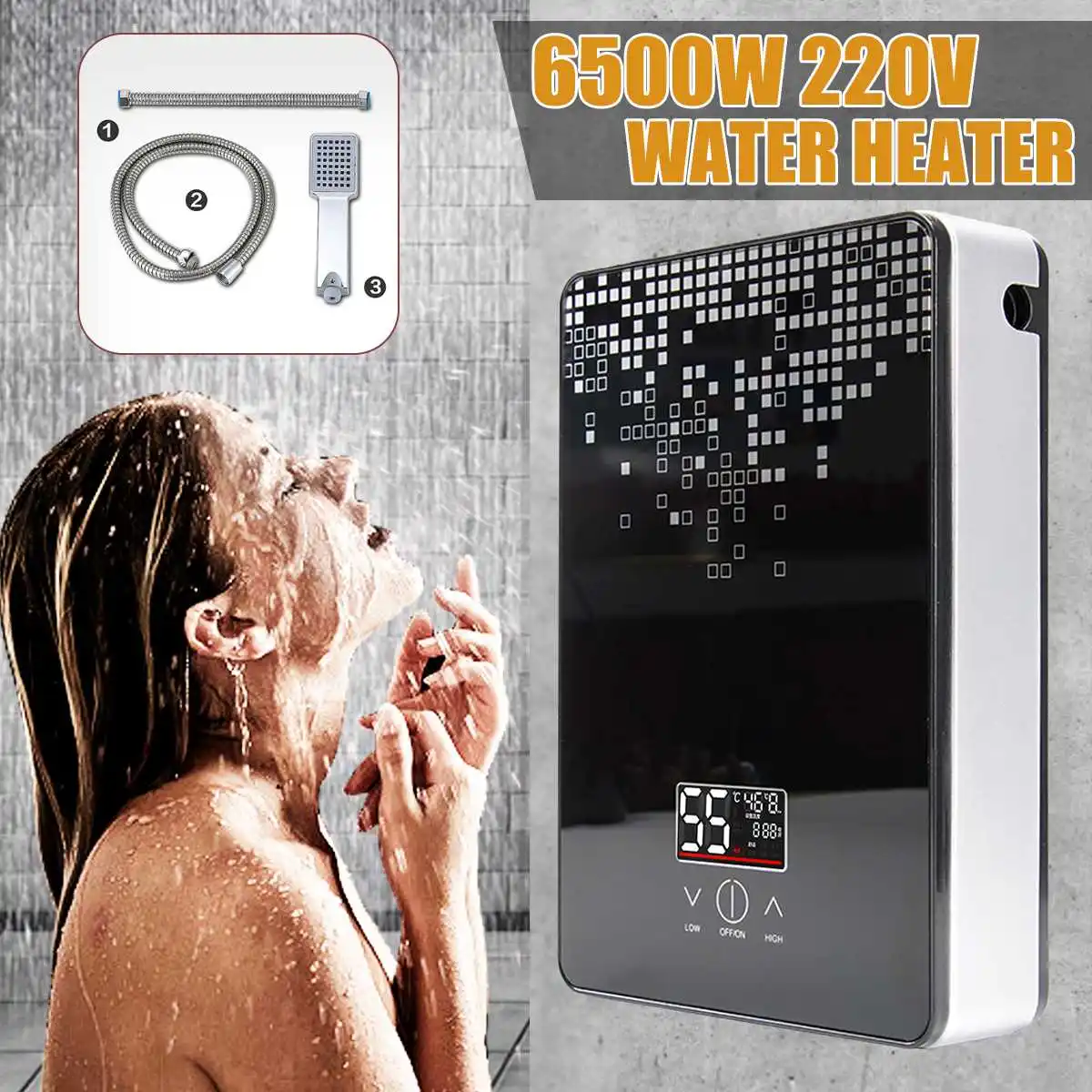 6500W 220V Electric Water Heater Bathroom Shower Multi-purpose Household Instant Tankless Hot-Water Heater Temperature Display
6500W 220V Electric Water Heater Bathroom Shower Multi-purpose Household Instant Tankless Hot-Water Heater Temperature Display