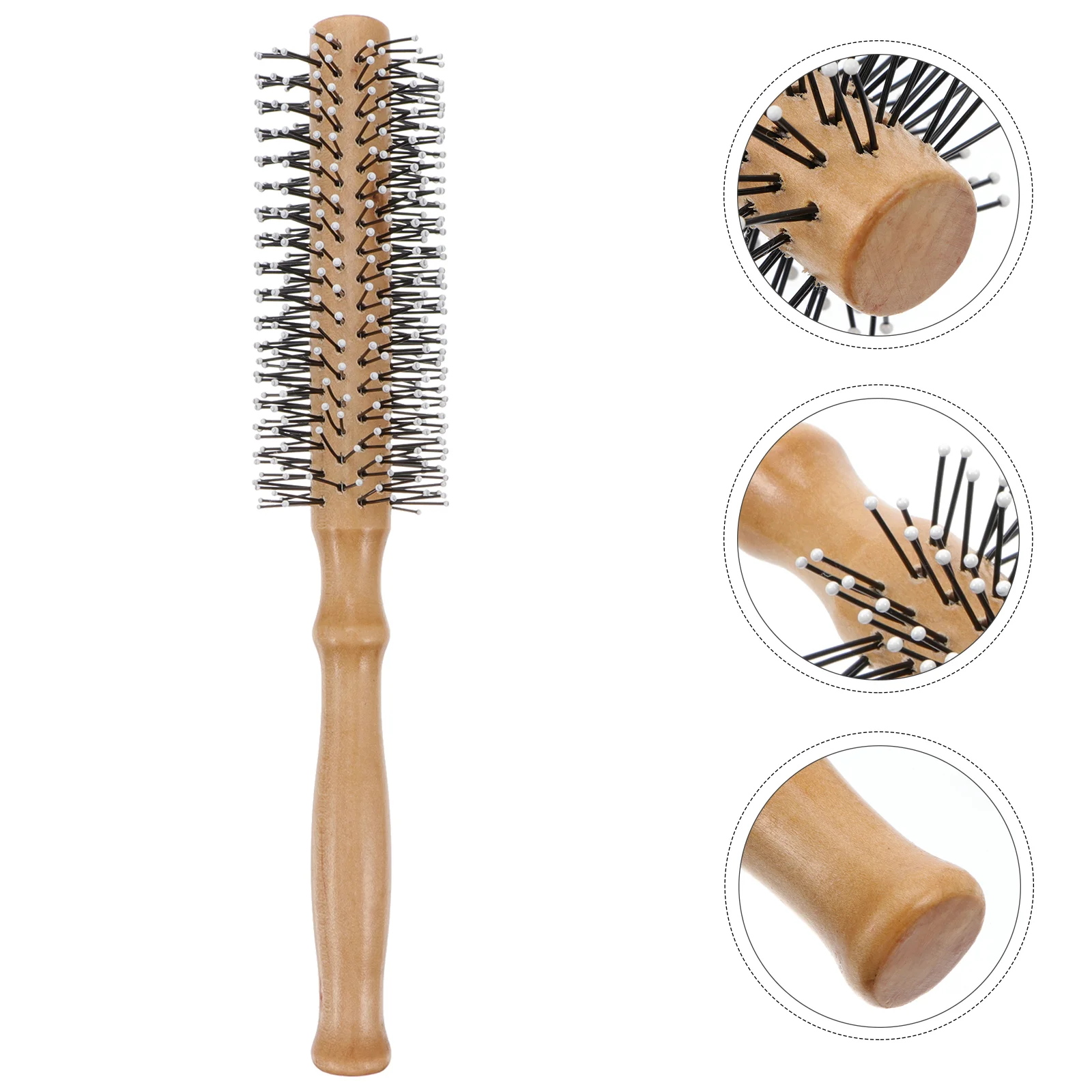 

Hairdressing Wooden Roller Comb Round Inside Buckle Hairstyling Lotus Tree Handle