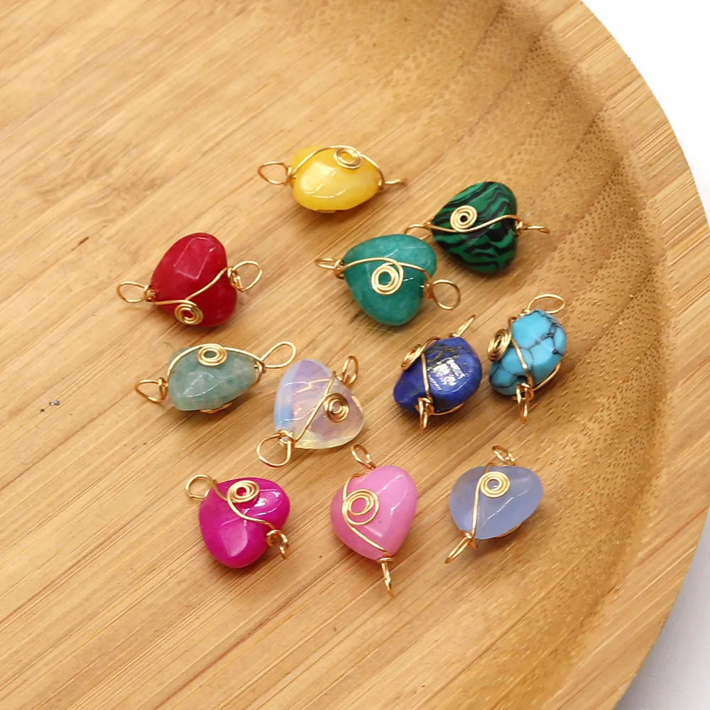 5pcs/pack Natural Semi-precious Stone Connectors Heart Shaped Crystal Turquoise Two Holes DIY for Making Necklace Bracelets
5pcs/pack Natural Semi-precious Stone Connectors Heart Shaped Crystal Turquoise Two Holes DIY for Making Necklace Bracelets