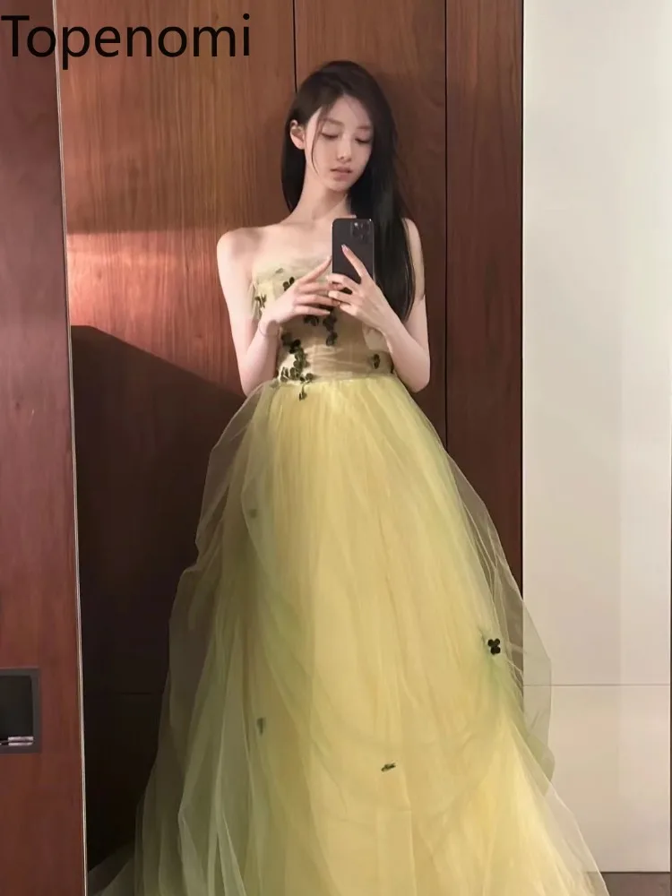 Topenomi Green Mesh Strapless Evening Dress Women 2024 Summer Fairy Sweet Birthday Party Princess Prom Robe Vestidos Elegantes
Topenomi Green Mesh Strapless Evening Dress Women 2024 Summer Fairy Sweet Birthday Party Princess Prom Robe Vestidos Elegantes