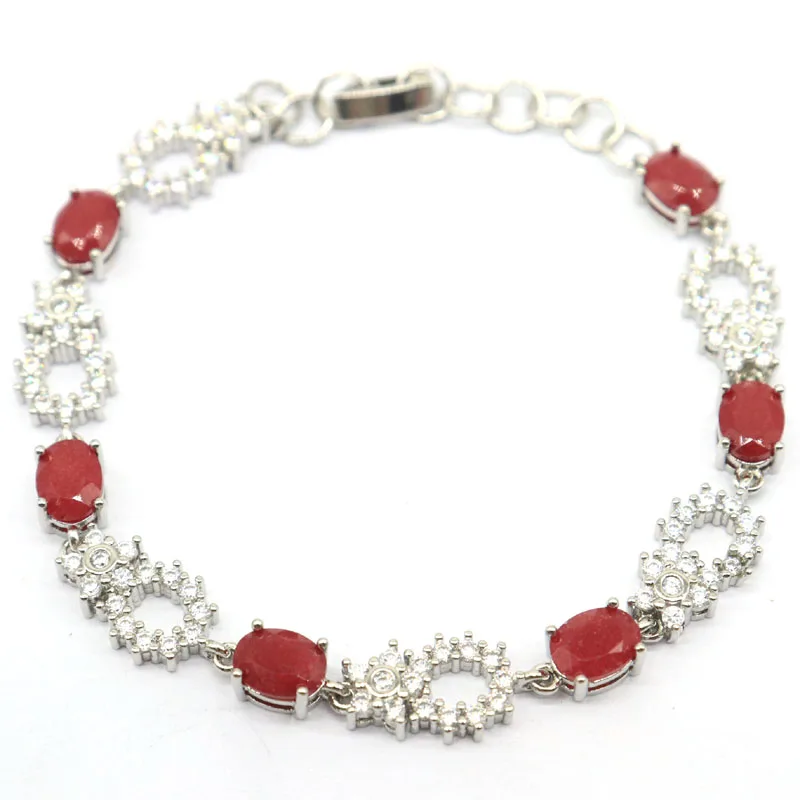 

25x9mm Charming Red Ruby Green Emerald Fire Rainbow Violet Topaz White CZ Women Fine Jewelry Silver Bracelet 7.0-8.0inch