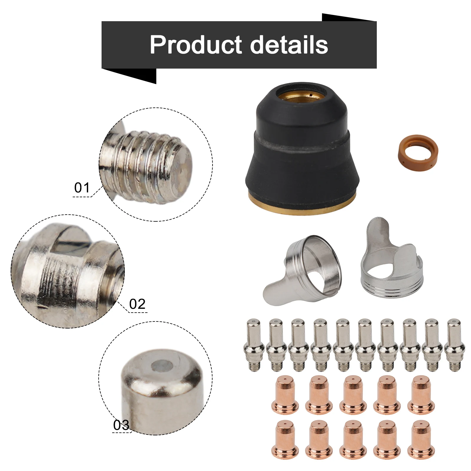 Plasma Cutter Electrode Tip Shield Spacer 1 0mm Tips Size 24PCS Suitable for PT60 IPT60 JASIC PRO CUT 45 Cutter
Plasma Cutter Electrode Tip Shield Spacer 1 0mm Tips Size 24PCS Suitable for PT60 IPT60 JASIC PRO CUT 45 Cutter