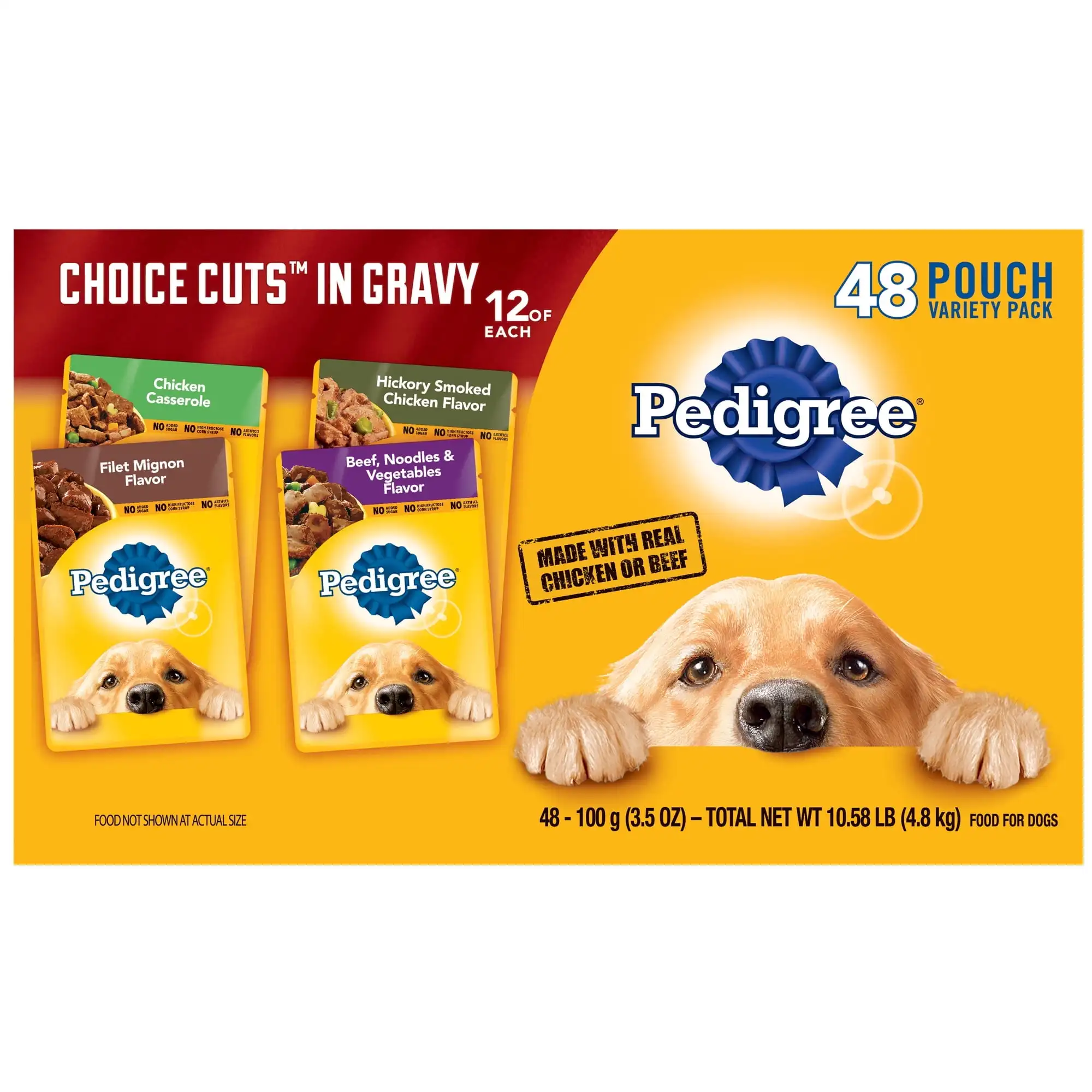 Pedigree Choice Cuts Gravy Wet Dog Food Variety Pack 3.5 oz Pouches (48 Pack) Gravy Wet Dog Food Variety Pack
Pedigree Choice Cuts Gravy Wet Dog Food Variety Pack 3.5 oz Pouches (48 Pack) Gravy Wet Dog Food Variety Pack