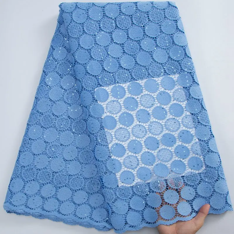 Sky Blue African Cord Lace Fabric 2023 High Quality Sequined Water Soluble Nigerian French Guipure Cord Lace For Dress S3205
Sky Blue African Cord Lace Fabric 2023 High Quality Sequined Water Soluble Nigerian French Guipure Cord Lace For Dress S3205