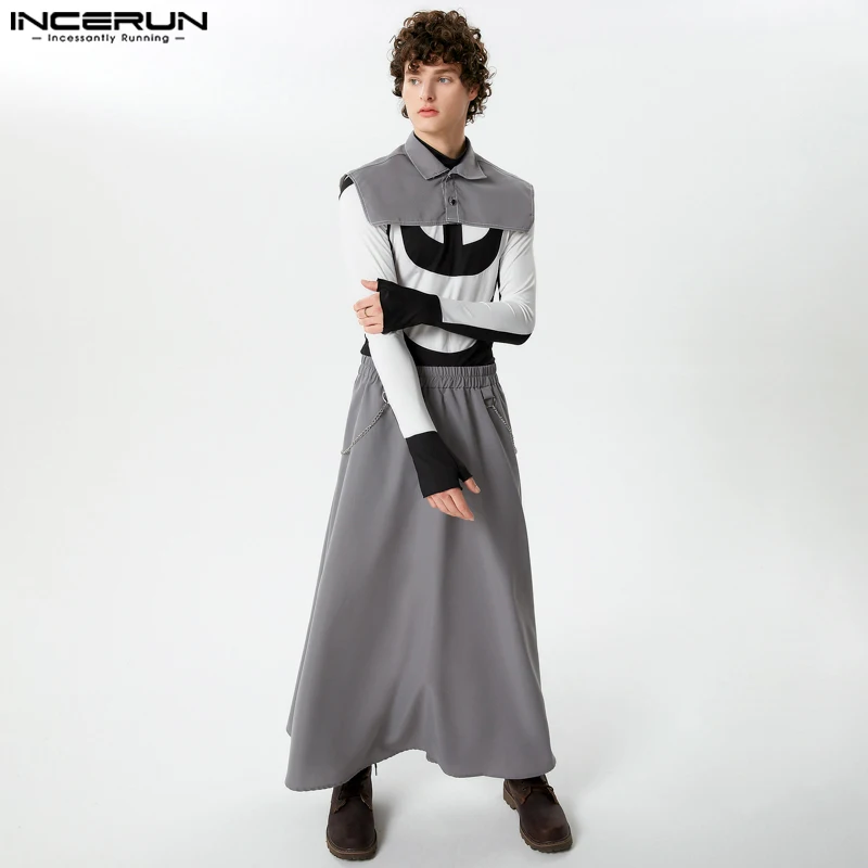 Комплект INCERUN мужской с асимметричным подолом, однотонный укороченный жилет с отложным воротником без рукавов и юбка, уличная мода из 2 предметов, 2024
Комплект INCERUN мужской с асимметричным подолом, однотонный укороченный жилет с отложным воротником без рукавов и юбка, уличная мода из 2 предметов, 2024