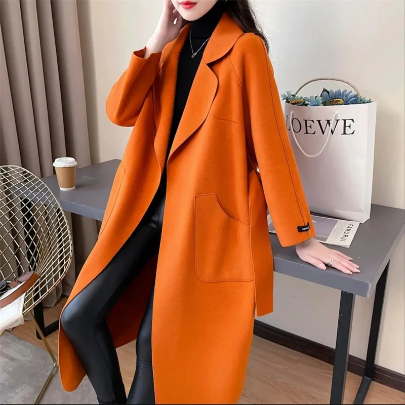 Vintage Wool Jacket Double-sided Cashmere Coat Women's Mid length 2023 Autumn/Winter New Korean High Grade Waist Slim Fleece Coa
Vintage Wool Jacket Double-sided Cashmere Coat Women's Mid length 2023 Autumn/Winter New Korean High Grade Waist Slim Fleece Coa