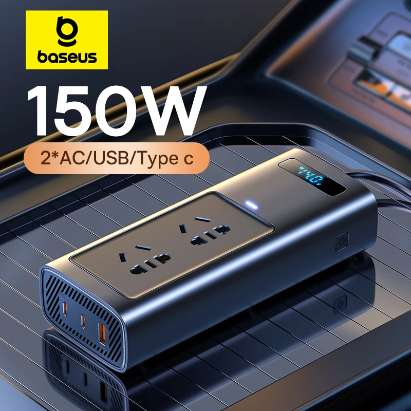 

Baseus Car Inverter DC 12V to AC 220V 150W Auto Converter Type-C USB Fast Charging Charger EU Socket Car Inverter Power Adapter