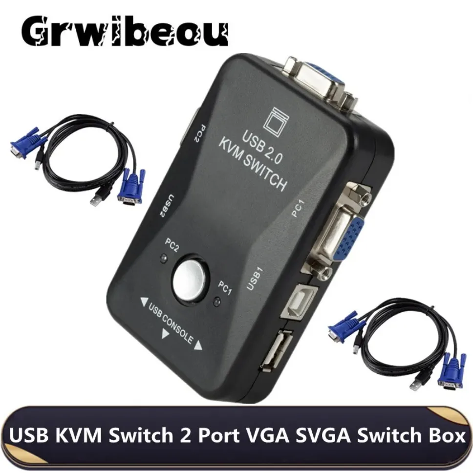 

Grwibeou USB 2.0 KVM Switch 2 Port VGA SVGA Switch Box USB KVM Mouse Switcher Keyboard 1920*1440 Vga Splitter Box Sharing Switch