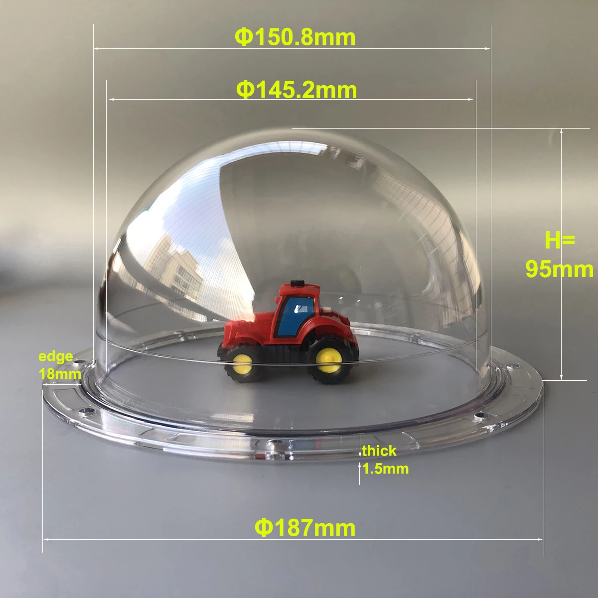 

5.72 Inch CCTV Camera Transparent Cover Outer Clear Glass Protection Dome Housing Hemisphere Shell 187x95mm For Panasonic Camera