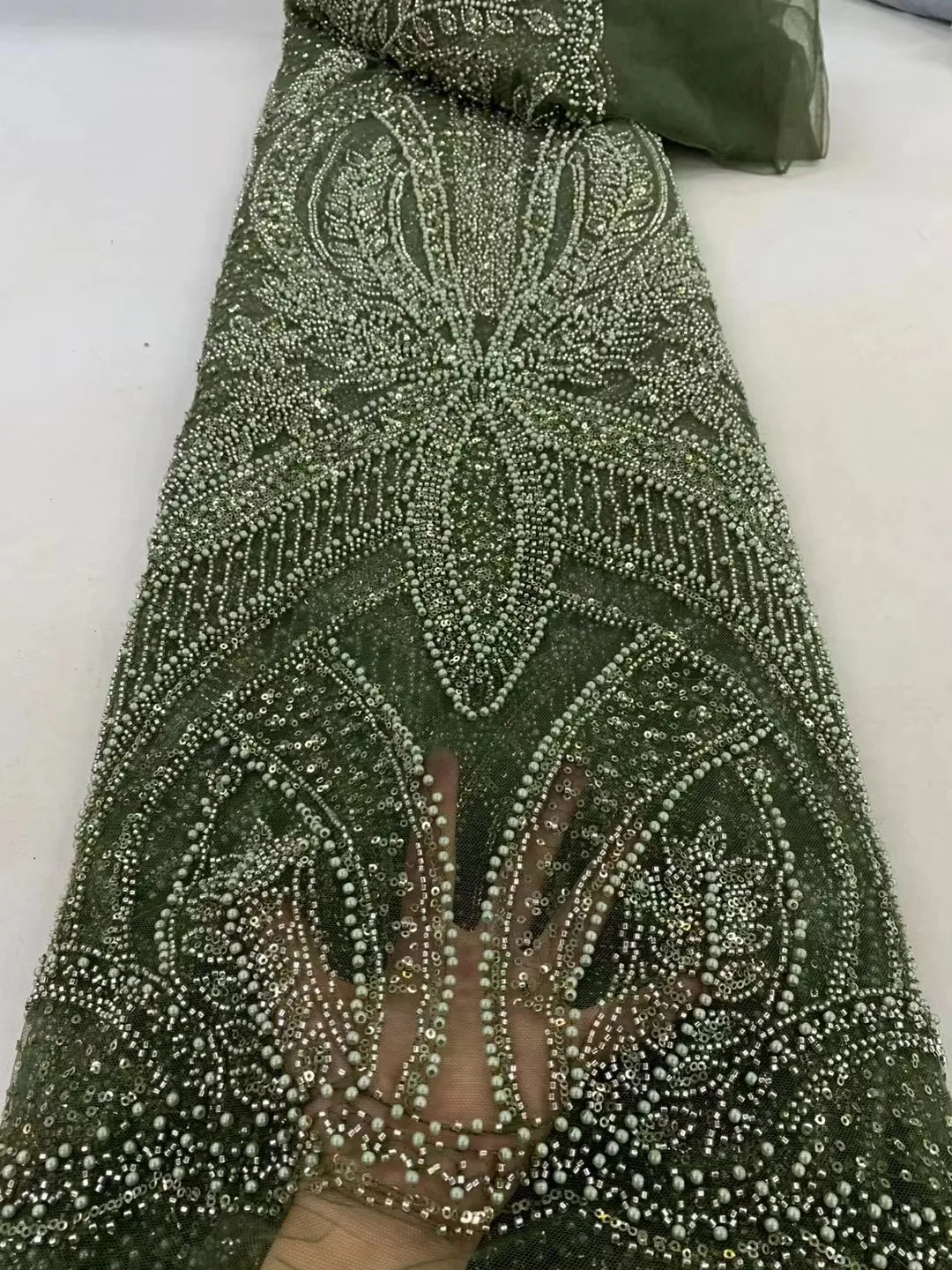 

Африканская французская кружевная ткань с блестками, зеленая Высококачественная нигерийская вышитая ткань для платья, материал для шитья жениха