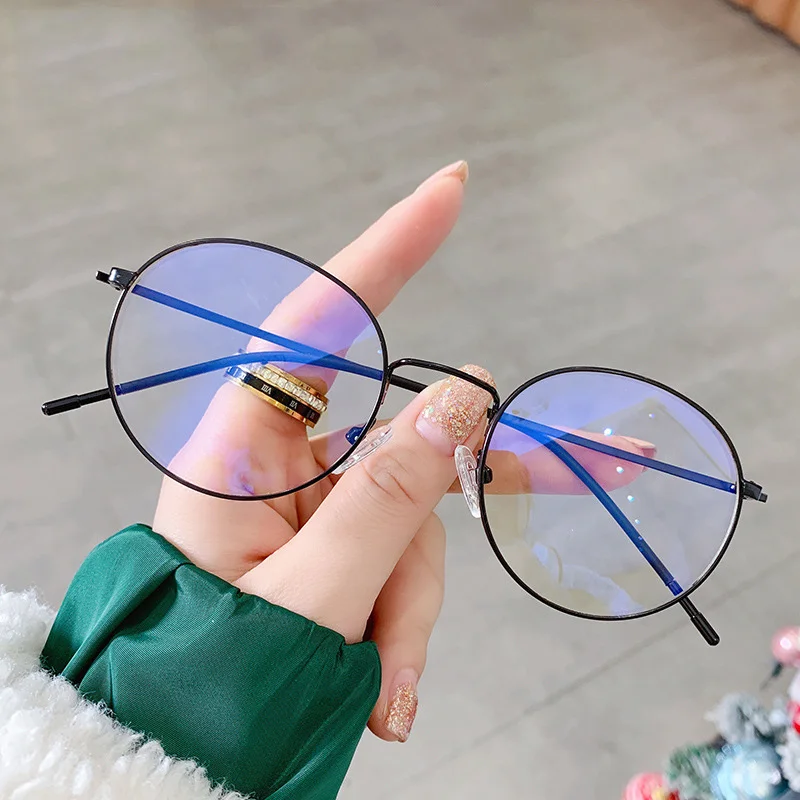 

2023 New Anti Blue Light Round Glasses For Women Men TR90 Flexible Frame Spring Hinge Computer Presbyopia Eyewear Female UV400