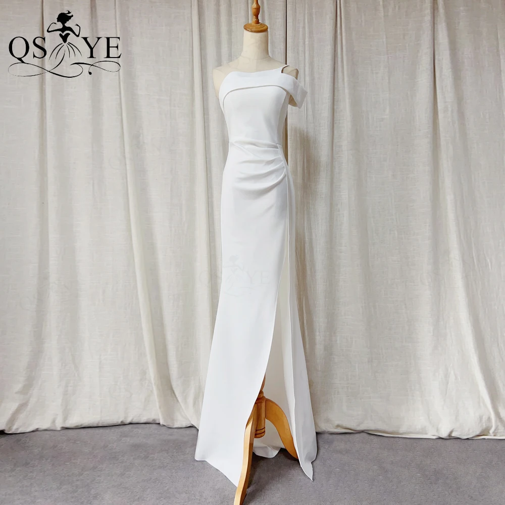 One Shoulder White Wedding Dresses Fit Sexy Split Long Simple Bride Gown Formal Ruched Side Sleeves Elegant Mermaid Bridal Dress
One Shoulder White Wedding Dresses Fit Sexy Split Long Simple Bride Gown Formal Ruched Side Sleeves Elegant Mermaid Bridal Dress
