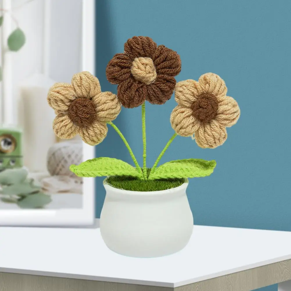 Woven Potted Plant Handmade Crocheted Small Flower Potted Plant Realistic Yarn Flowers Home Ornament Decoration Knitted Bouquet
Woven Potted Plant Handmade Crocheted Small Flower Potted Plant Realistic Yarn Flowers Home Ornament Decoration Knitted Bouquet