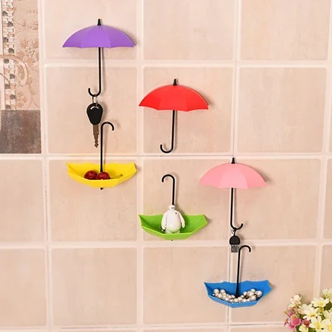 

3pcs/lot Non-Marking Punch-Free Umbrella Hook Self-Adhesive Hook Wall Door Clothing Hanger Key Hanger Hook Bathroom Accessories