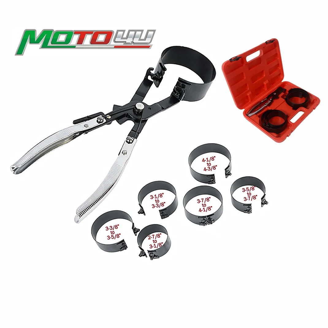 Piston Ring Compressor Cylinder Installer Tool Set 1pc Ratchet Pliers & 6pc Band Fastener Clamp Cylinder Installation Universal
Piston Ring Compressor Cylinder Installer Tool Set 1pc Ratchet Pliers & 6pc Band Fastener Clamp Cylinder Installation Universal