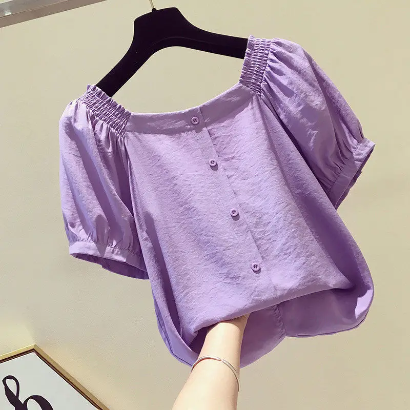 Temperament Loose T Shirts Summer New Short Sleeve Pleated Solid Color All-match Button Shirt Tops Office Fashion Women Clothing
Temperament Loose T Shirts Summer New Short Sleeve Pleated Solid Color All-match Button Shirt Tops Office Fashion Women Clothing