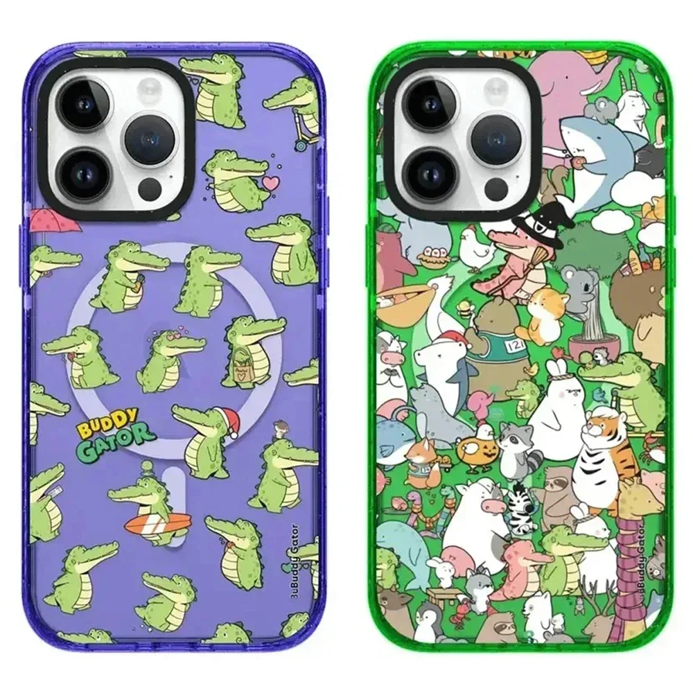 

2.0 Acrylic MagSafe Cartoon Alligator iPhone 11 12 13 14 15 Pro Max Case - Protective iPhone Case