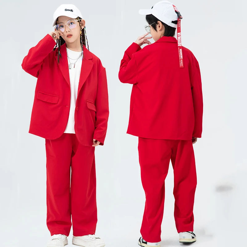 New Children Jazz Modern Dance Rave Clothes Red Suit Kpop Clothing For Girls Boys Ballroom Hip Hop Dance Stage Outfits DQS11718
New Children Jazz Modern Dance Rave Clothes Red Suit Kpop Clothing For Girls Boys Ballroom Hip Hop Dance Stage Outfits DQS11718