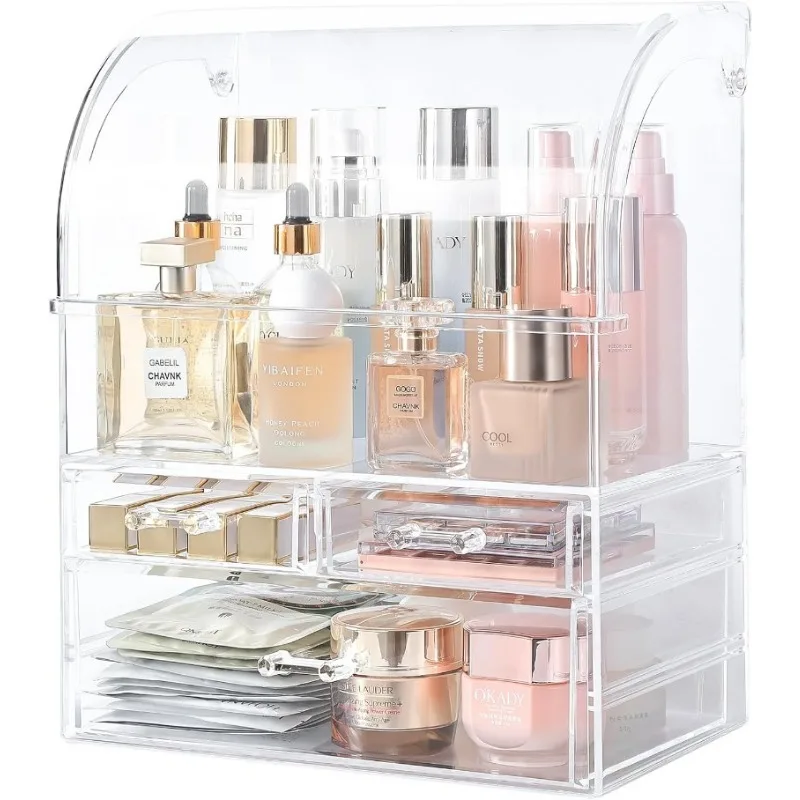 Прозрачные акриловые косметические витрины с 3 ящиками и большой емкостью для хранения косметики, органайзеры для макияжа и хранения
Прозрачные акриловые косметические витрины с 3 ящиками и большой емкостью для хранения косметики, органайзеры для макияжа и хранения